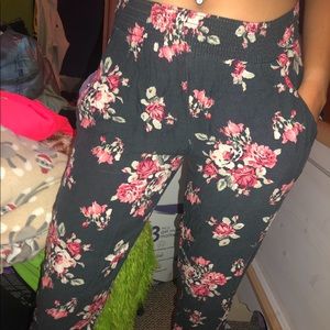 Floral print navy joggers